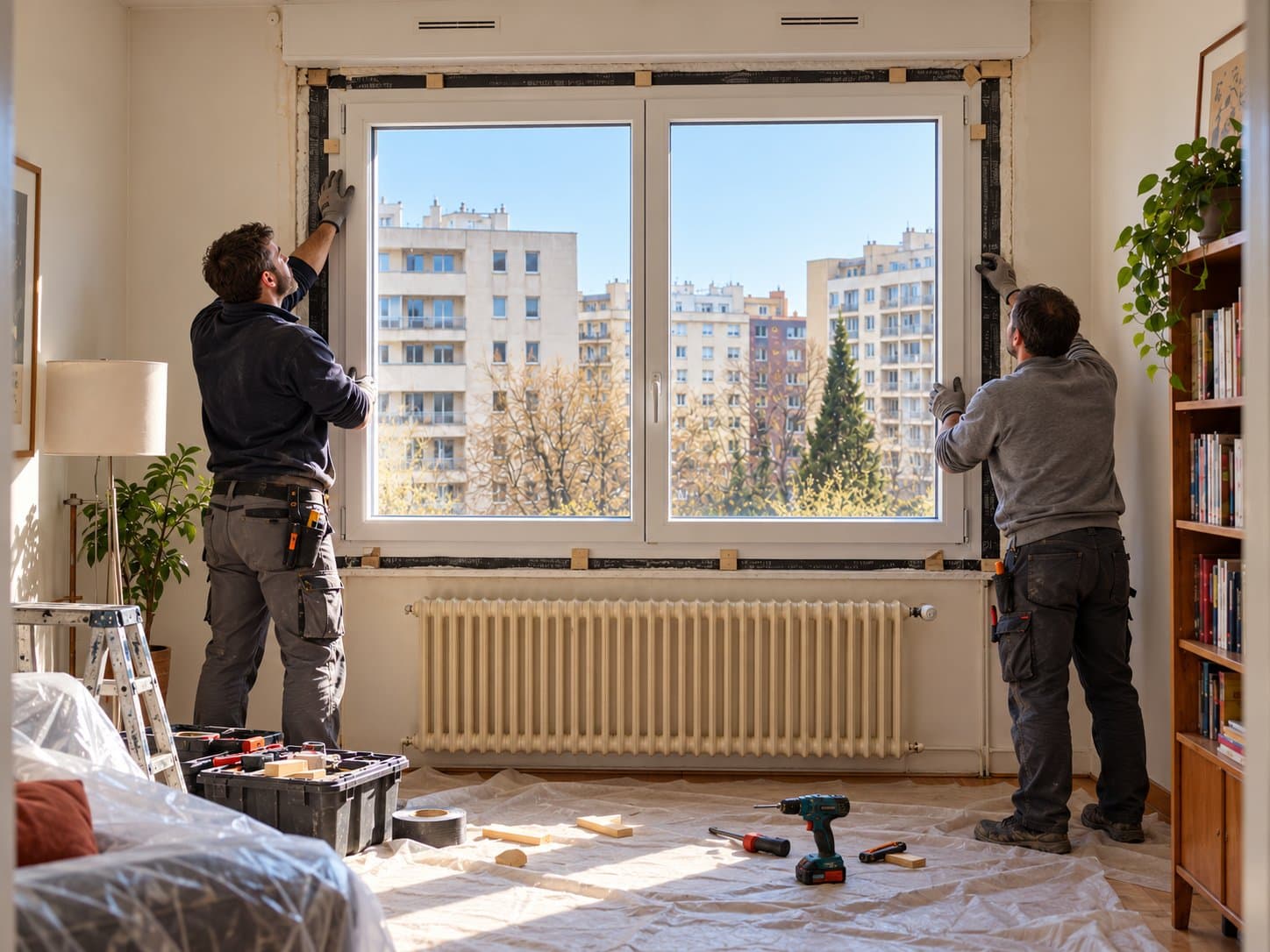 Pose d'une fenêtre double vitrage